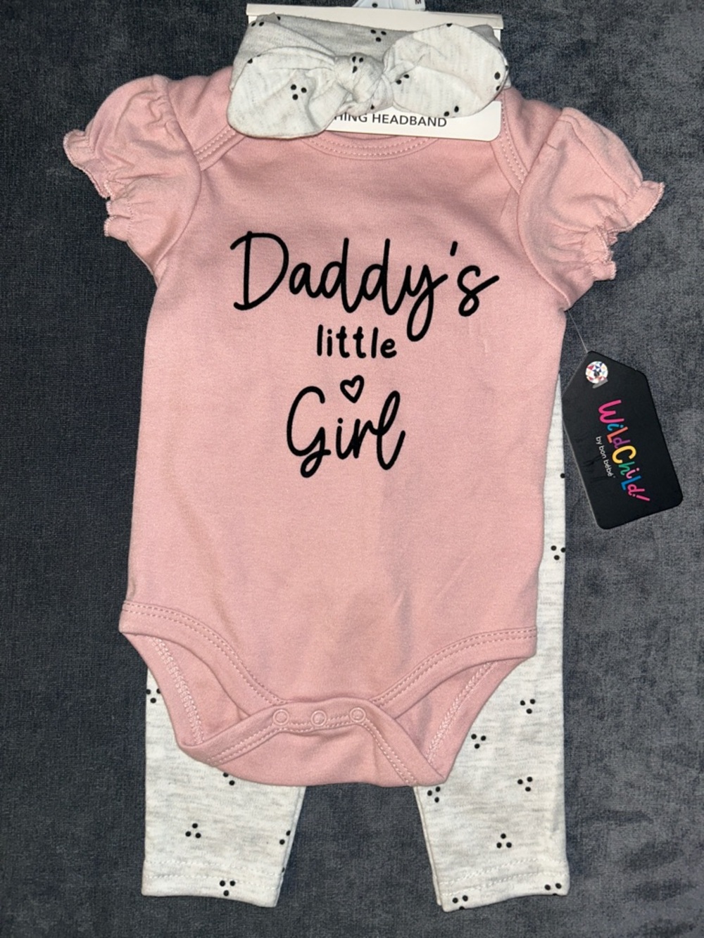 Pink "Daddy's Little Girl" Matching Set with Headband